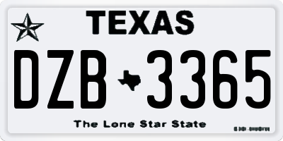 TX license plate DZB3365