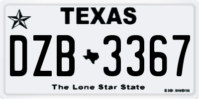 TX license plate DZB3367