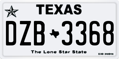 TX license plate DZB3368