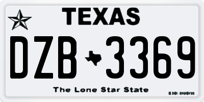 TX license plate DZB3369
