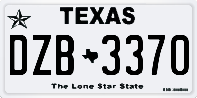 TX license plate DZB3370