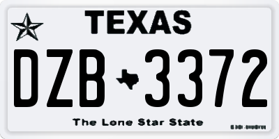 TX license plate DZB3372