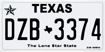 TX license plate DZB3374