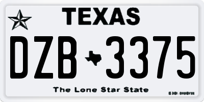 TX license plate DZB3375