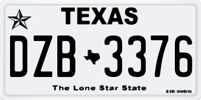 TX license plate DZB3376