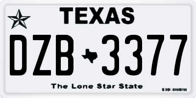 TX license plate DZB3377
