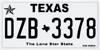 TX license plate DZB3378
