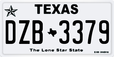 TX license plate DZB3379