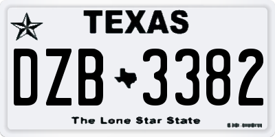 TX license plate DZB3382
