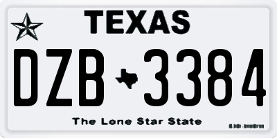 TX license plate DZB3384
