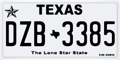 TX license plate DZB3385