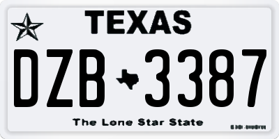 TX license plate DZB3387
