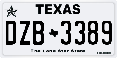 TX license plate DZB3389
