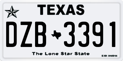 TX license plate DZB3391