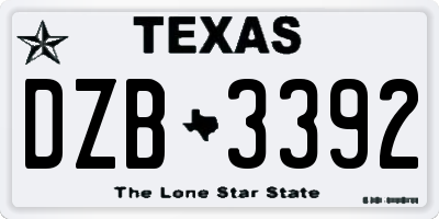 TX license plate DZB3392