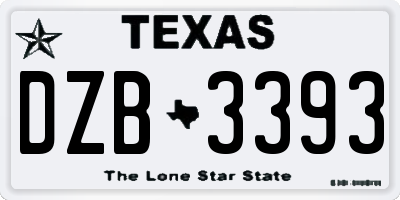 TX license plate DZB3393