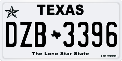 TX license plate DZB3396