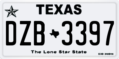 TX license plate DZB3397