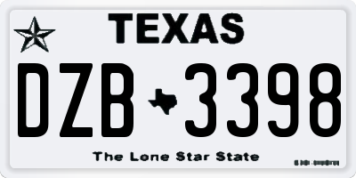 TX license plate DZB3398