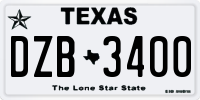 TX license plate DZB3400