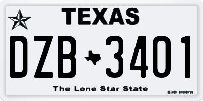 TX license plate DZB3401