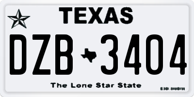 TX license plate DZB3404