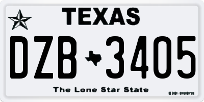TX license plate DZB3405