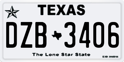 TX license plate DZB3406