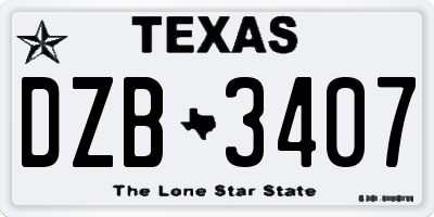 TX license plate DZB3407