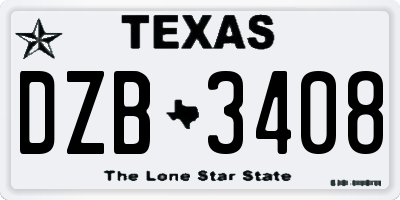 TX license plate DZB3408