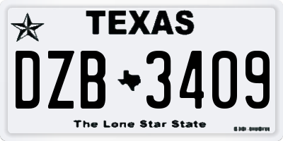 TX license plate DZB3409