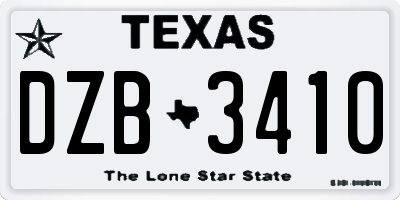 TX license plate DZB3410