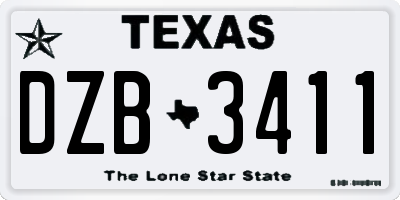 TX license plate DZB3411
