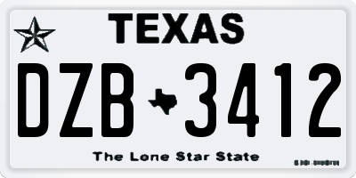 TX license plate DZB3412