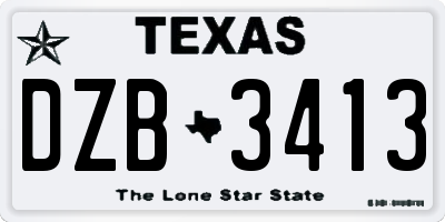 TX license plate DZB3413