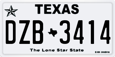 TX license plate DZB3414