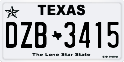 TX license plate DZB3415