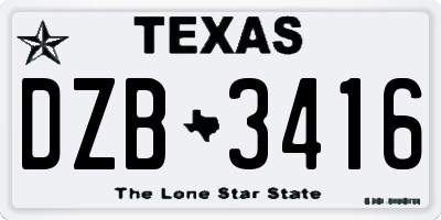 TX license plate DZB3416