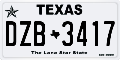 TX license plate DZB3417