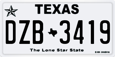 TX license plate DZB3419