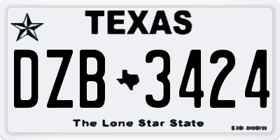 TX license plate DZB3424