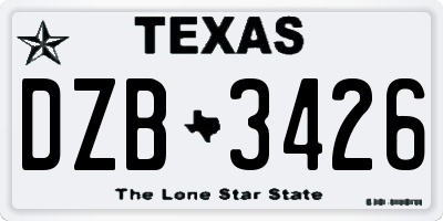 TX license plate DZB3426