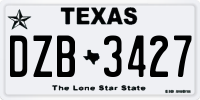 TX license plate DZB3427