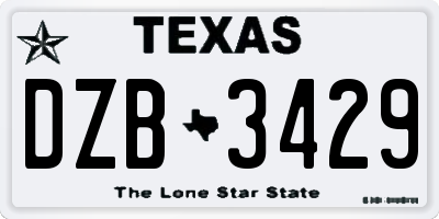 TX license plate DZB3429