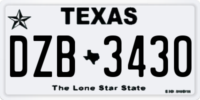 TX license plate DZB3430