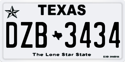 TX license plate DZB3434