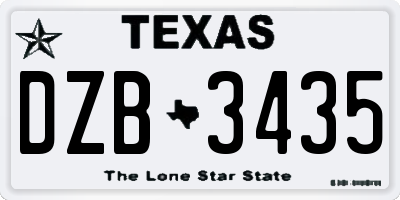 TX license plate DZB3435