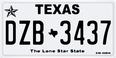 TX license plate DZB3437