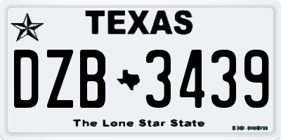 TX license plate DZB3439