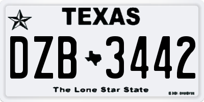 TX license plate DZB3442